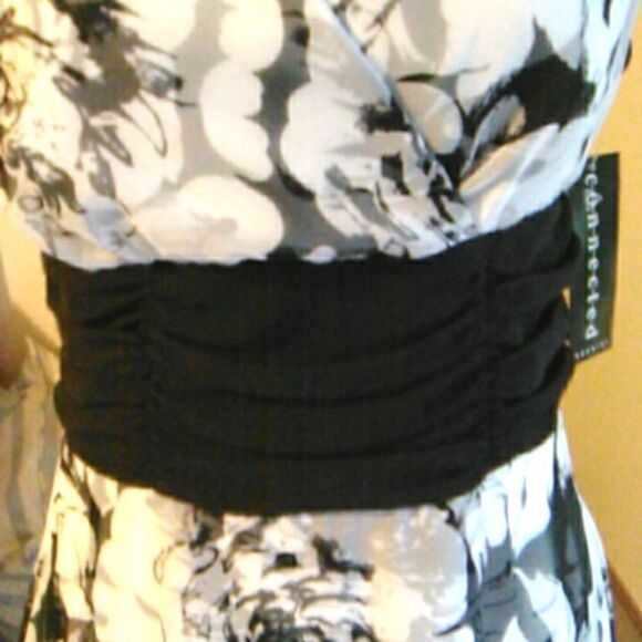 Connected Apparel Black and White Floaty Dress - Picture 7 of 10